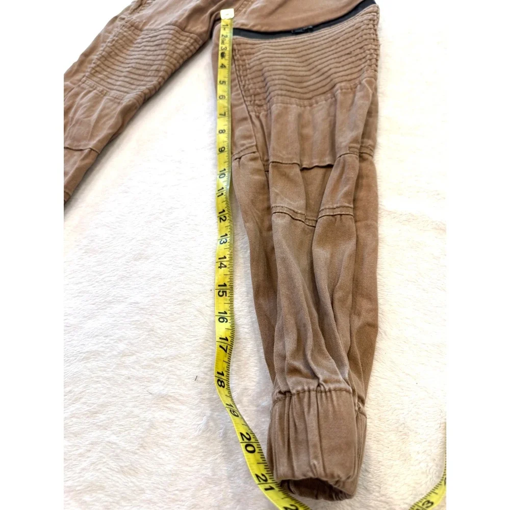 Ring of Fire Boys Brown Moto Jogger Pants‎ Size 8 RBB0237C Tan Ribbed Knee Zip